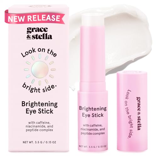 grace & stella Under Eye Brightener Balm Stick - Caffeine Eye Cream for Dark Circles, Puffiness, Wrinkles - Moisturizer Stick with Niacinamide, Hyaluronic Acid, Peptides - Vegan Skincare (0.13oz/3.5g)